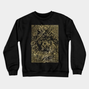 Vintage gold Lion Head on tribal texture Crewneck Sweatshirt